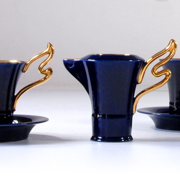 mid century french ceramic coffee set 1950s set of 5 3