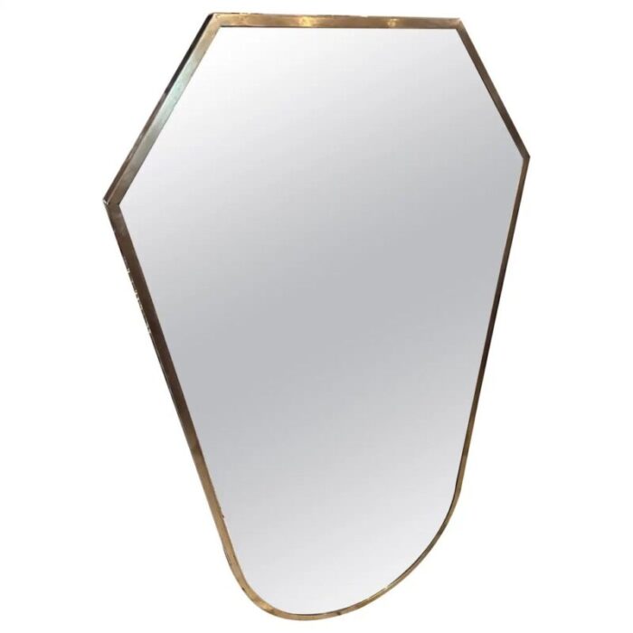 mid century italian modern brass wall mirror in the style of gio ponti 1950s 1