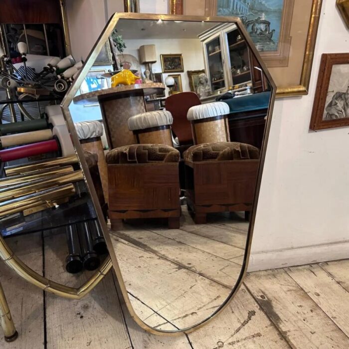 mid century italian modern brass wall mirror in the style of gio ponti 1950s 10