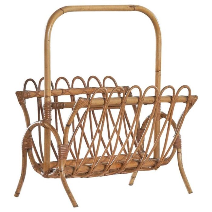 mid century magazine rack in bamboo 1950s 1