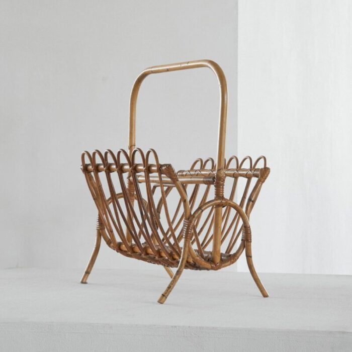 mid century magazine rack in bamboo 1950s 2