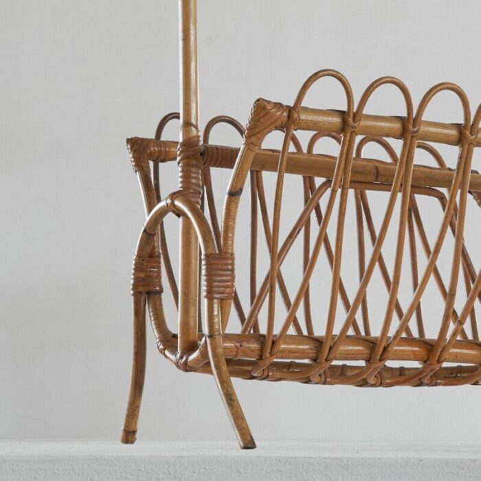 mid century magazine rack in bamboo 1950s 4