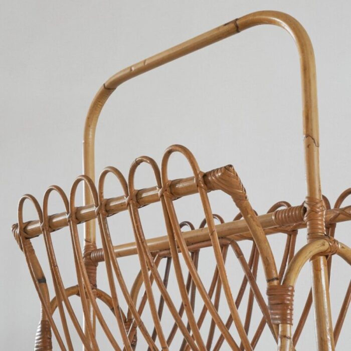 mid century magazine rack in bamboo 1950s 6