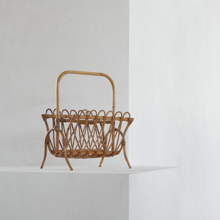 mid century magazine rack in bamboo 1950s 7