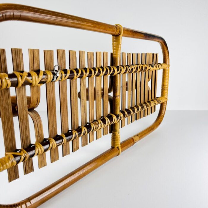 mid century modern bamboo and rattan coat rack attributed to olaf von bohr italy 1950s 1706