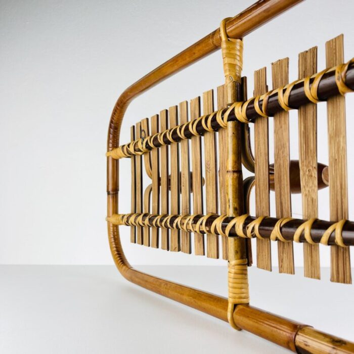 mid century modern bamboo and rattan coat rack attributed to olaf von bohr italy 1950s 4813