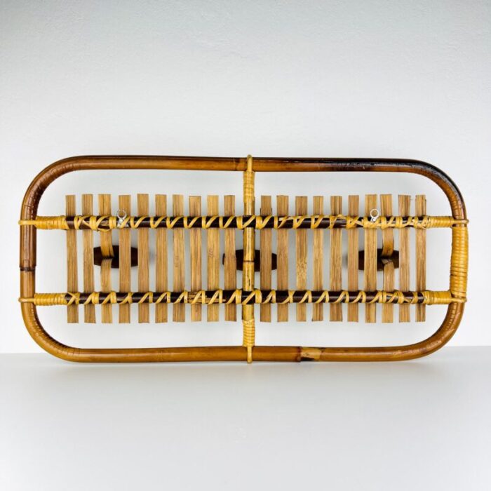 mid century modern bamboo and rattan coat rack attributed to olaf von bohr italy 1950s 8993