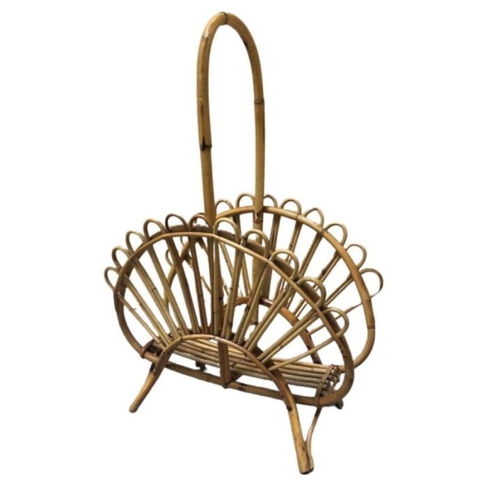 mid century modern bamboo and rattan magazine rack attributed to franco albini by franco albini 1960s 1