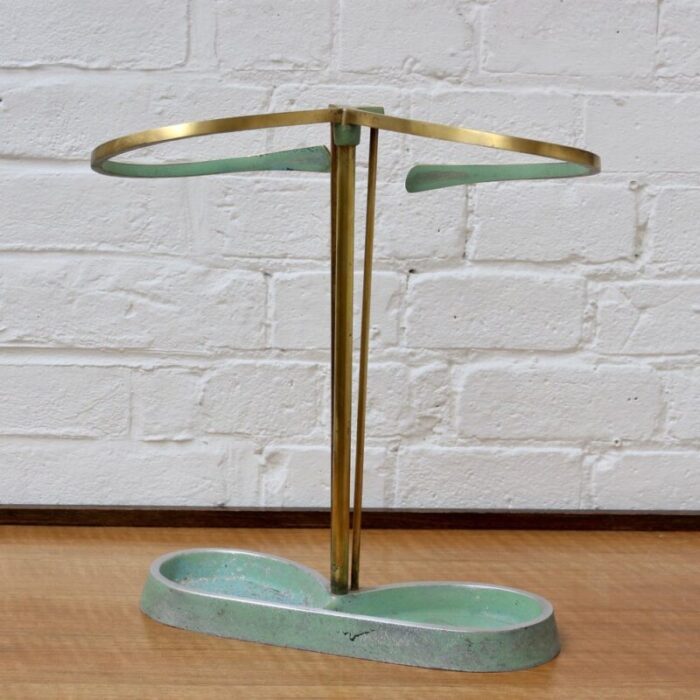 mid century modern brass umbrella stand attributed to artes h h seefried steppach 1950s 6