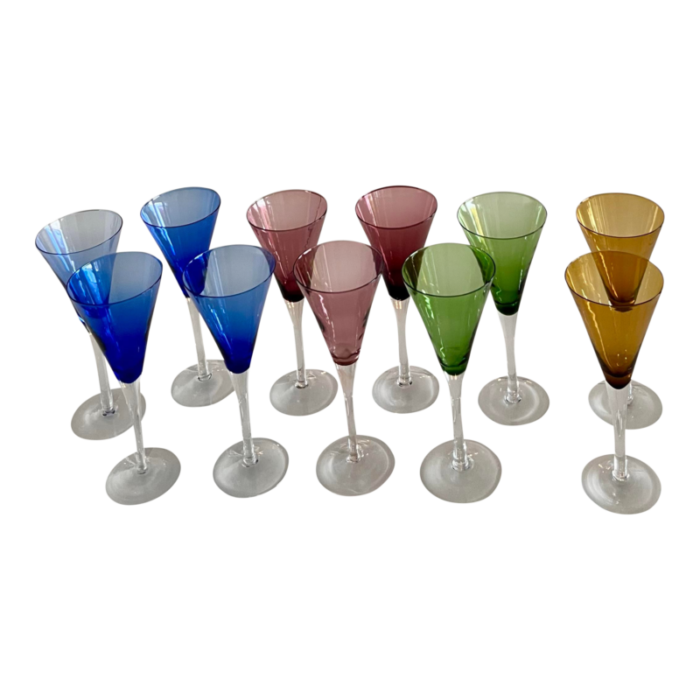 mid century modern hand blown glassware set of 11 9180