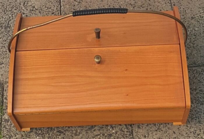 mid century wooden sewing box 1950s 1