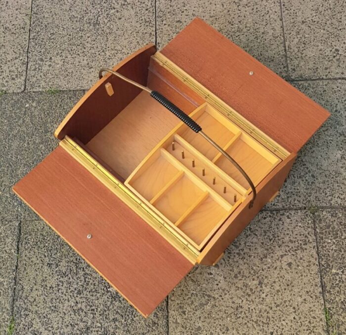 mid century wooden sewing box 1950s 2