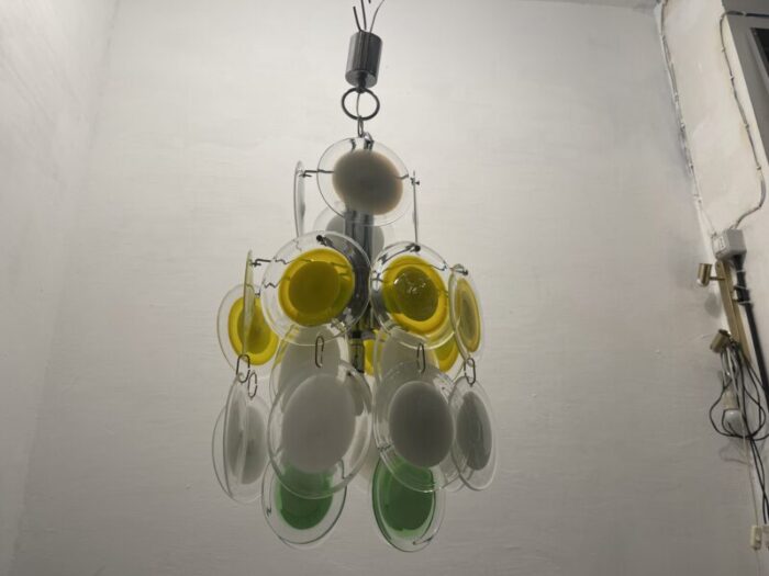 midcentury italian murano glass disc hanging light 1970s 3773