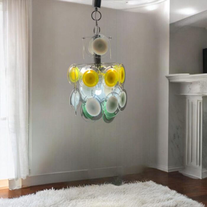 midcentury italian murano glass disc hanging light 1970s 6091