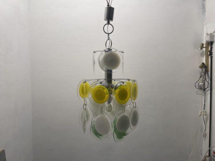 midcentury italian murano glass disc hanging light 1970s 6209