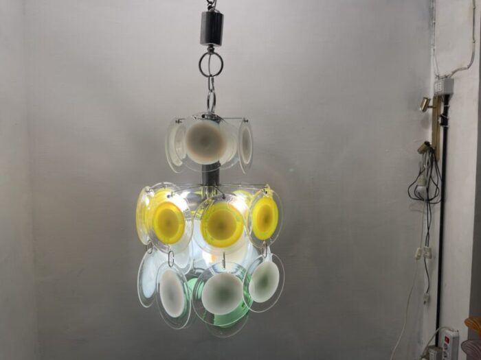 midcentury italian murano glass disc hanging light 1970s 7676