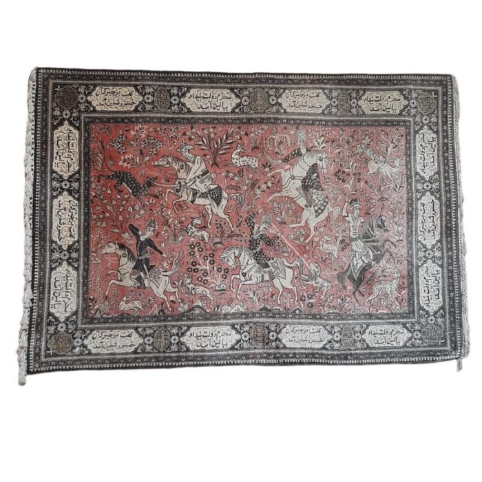 middle eastern tapestry with warrior scenes on horseback 1