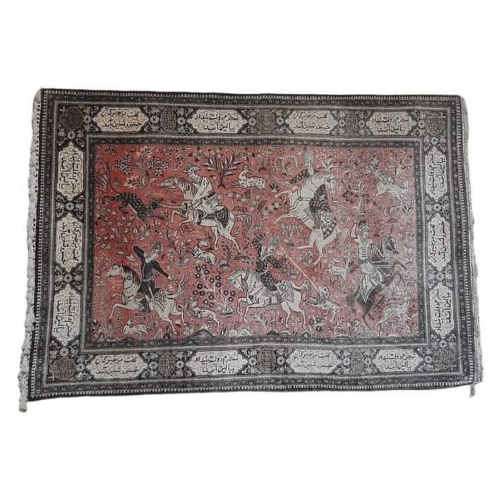 middle eastern tapestry with warrior scenes on horseback 8