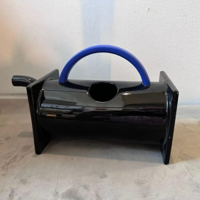 milano black and blue ceramic teapot by marco zanini for bitossi 1980s 4