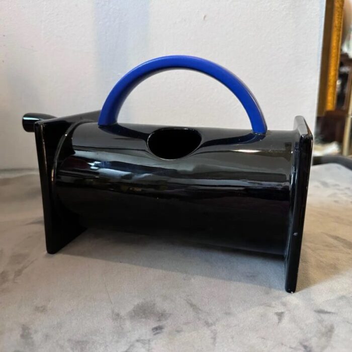 milano black and blue ceramic teapot by marco zanini for bitossi 1980s 5