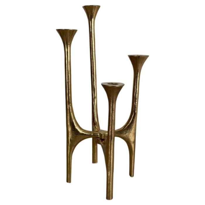 modernist sculptural brutalist bronze candleholder france 1970s 1