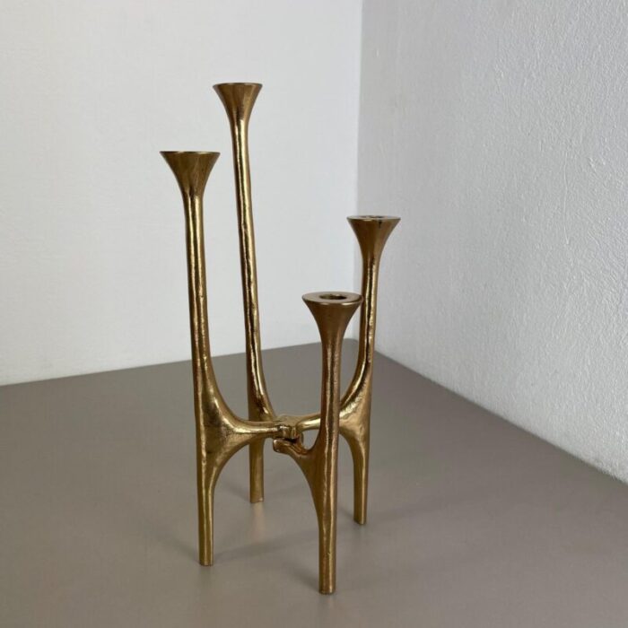 modernist sculptural brutalist bronze candleholder france 1970s 18