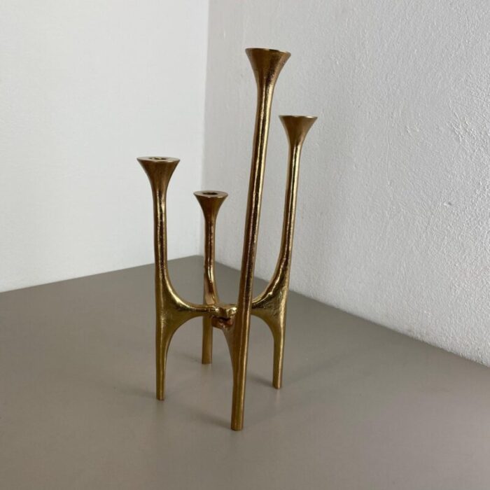 modernist sculptural brutalist bronze candleholder france 1970s 19