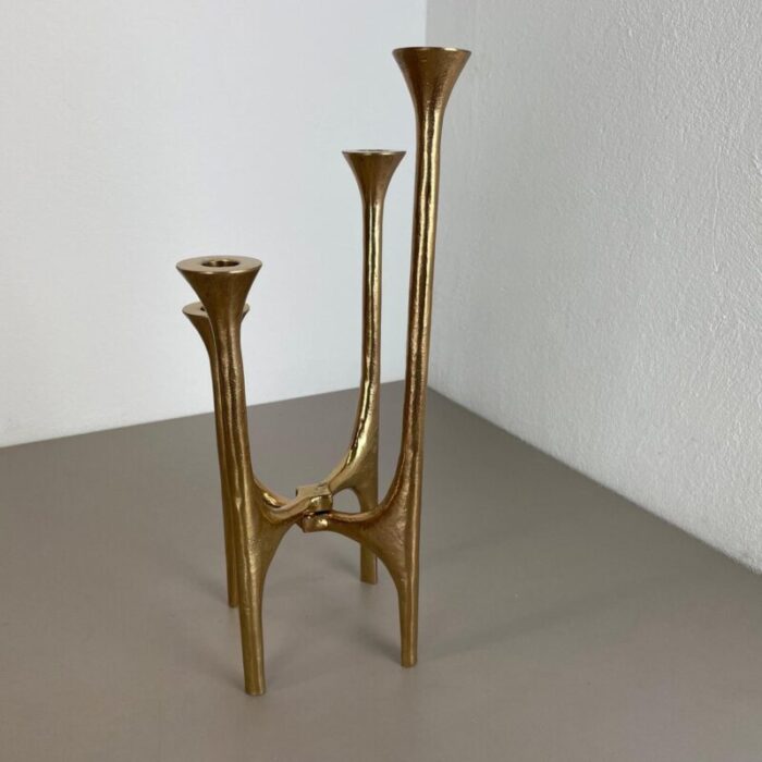 modernist sculptural brutalist bronze candleholder france 1970s 20