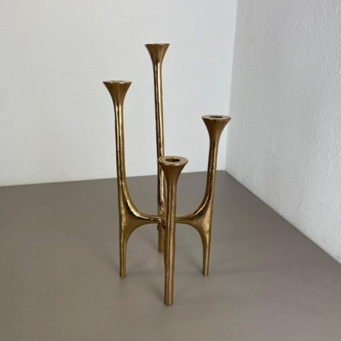 modernist sculptural brutalist bronze candleholder france 1970s 3