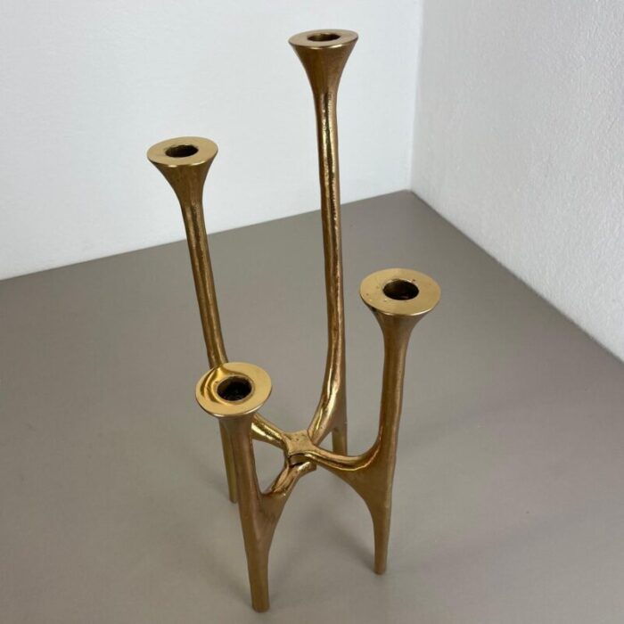 modernist sculptural brutalist bronze candleholder france 1970s 6