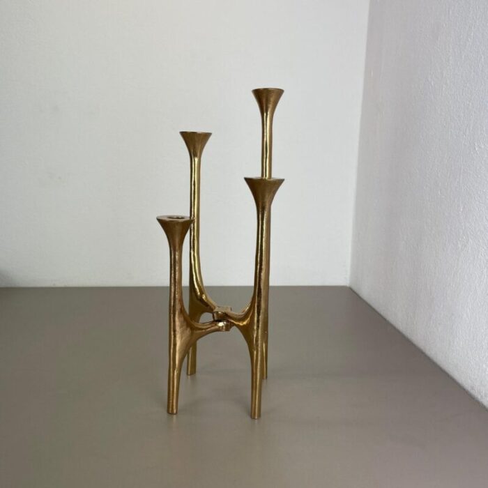 modernist sculptural brutalist bronze candleholder france 1970s 7