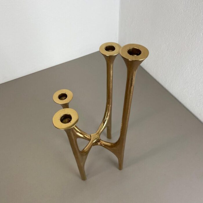 modernist sculptural brutalist bronze candleholder france 1970s 8