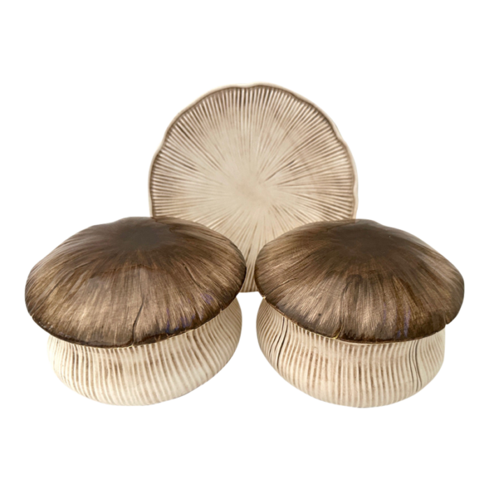 mushroom shaped lidded soup bowls a set 5427