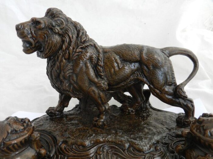 napoleon french lion inkwell desk inkstand 1890s 5