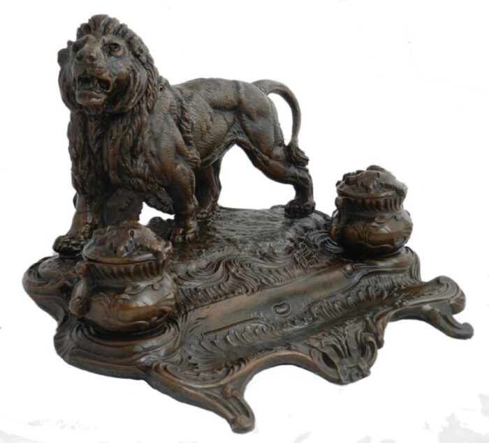 napoleon french lion inkwell desk inkstand 1890s 6