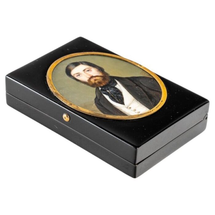 napoleon iii box with hand painted medallion of 19th century man 1