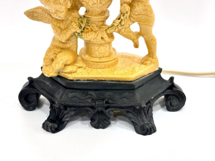 neo classical table lamp with cherubs by amilcare santini for kalmar 1960s 0327