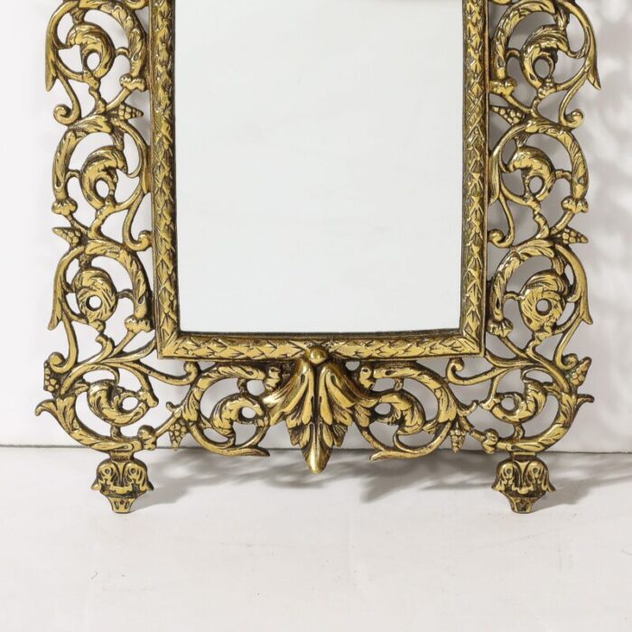 neoclassical ornate brass framed mirror w bacchus motif 3396