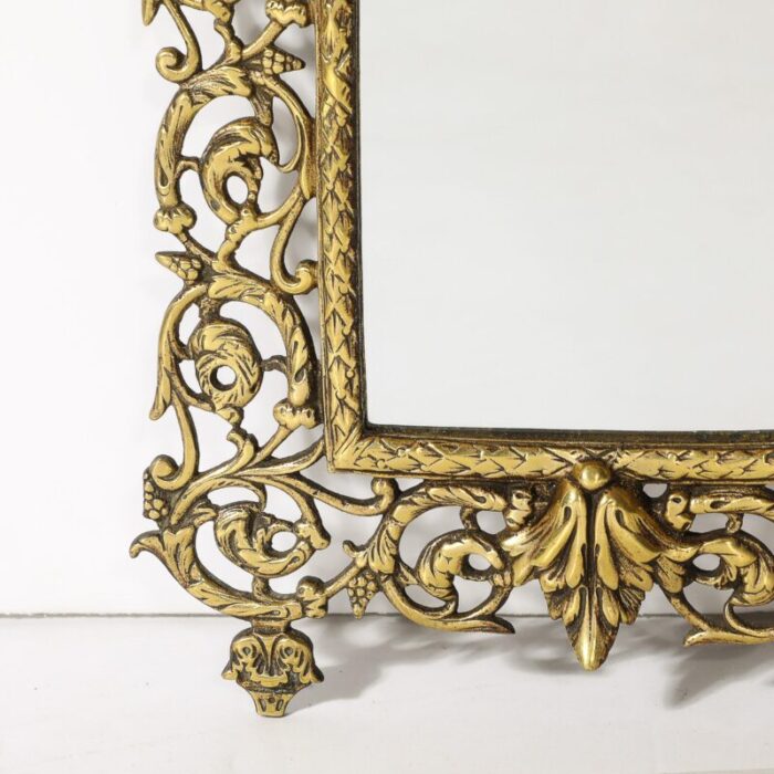 neoclassical ornate brass framed mirror w bacchus motif 3703