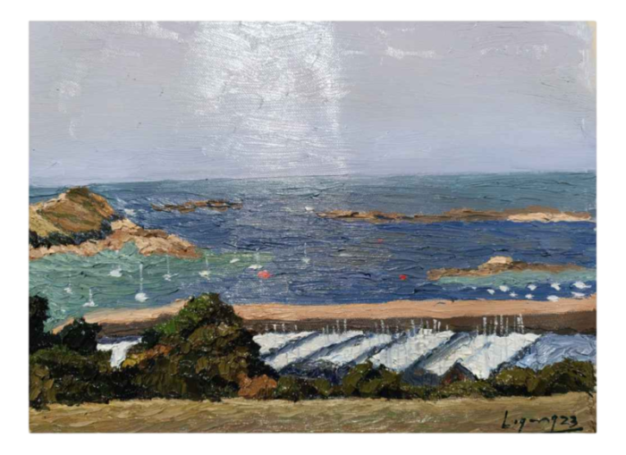 omar logang the entrance to the port of brittany oil on canvas 21st century 1247