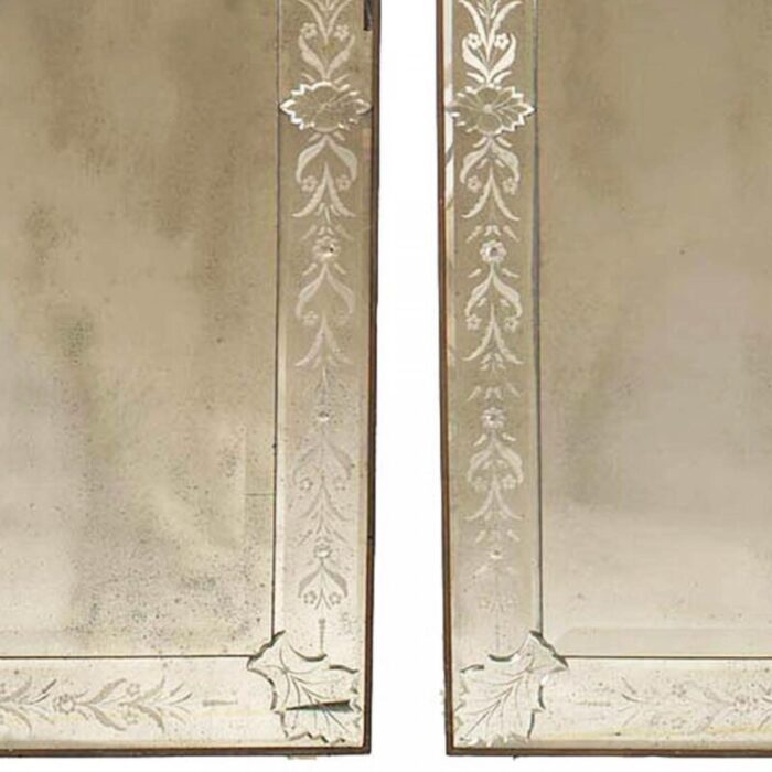 ongaro e fuga italian venetian murano etched floral design wall mirrors a pair 7663