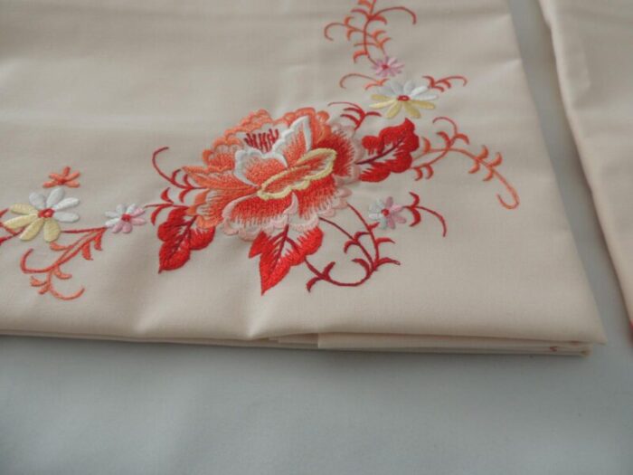 orange and pink embroidered cotton king pillowcasescovers set of 2 1021