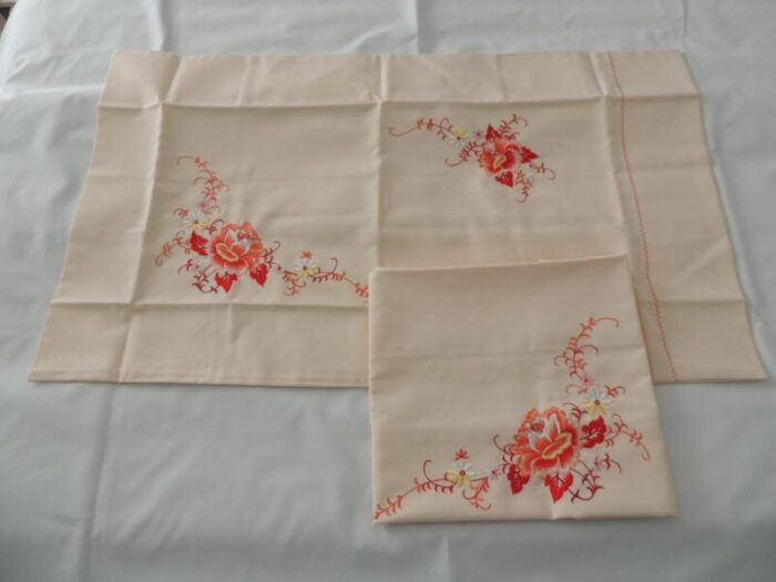 orange and pink embroidered cotton king pillowcasescovers set of 2 2873