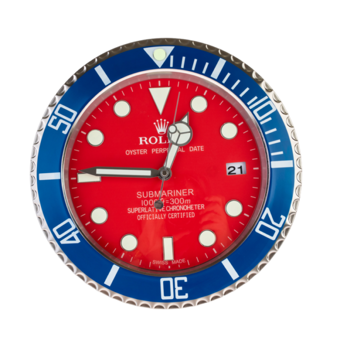 oyster perpetual blue and red submariner wall clock from rolex 2010s 5169