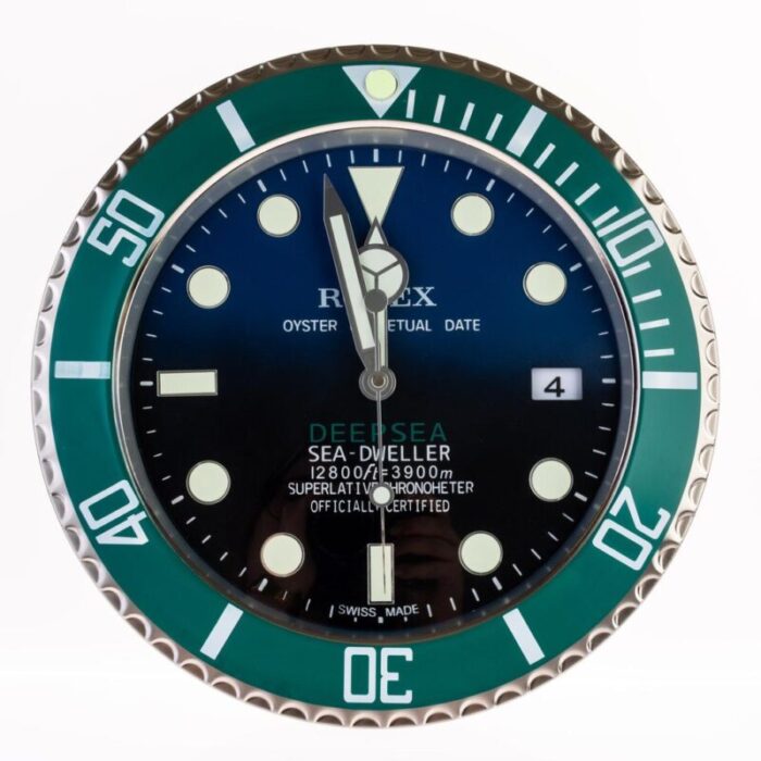 oyster perpetual green deepsea wall clock from rolex 2010s 3848