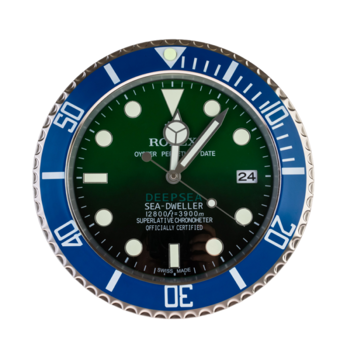 oyster perpetual green deepsea wall clock from rolex 2010s 8358