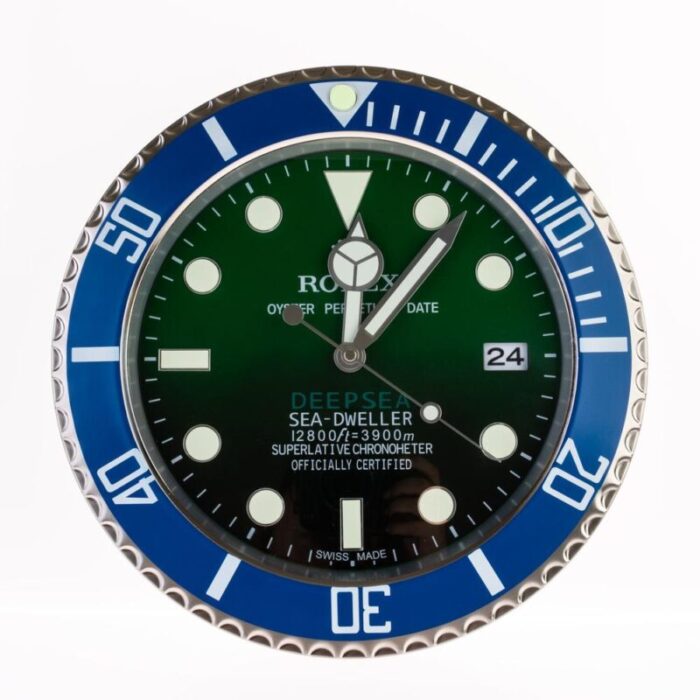 oyster perpetual green deepsea wall clock from rolex 2010s 8611