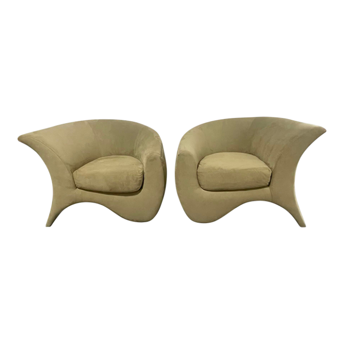 pair of 1990s vladimir kagan sculptural hurricane loungeclub chairs 7319