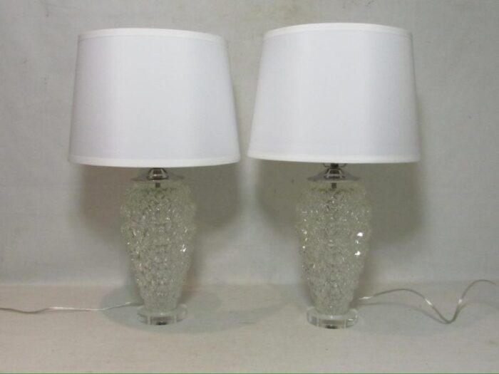 pair of french art deco style glass lamps 1084