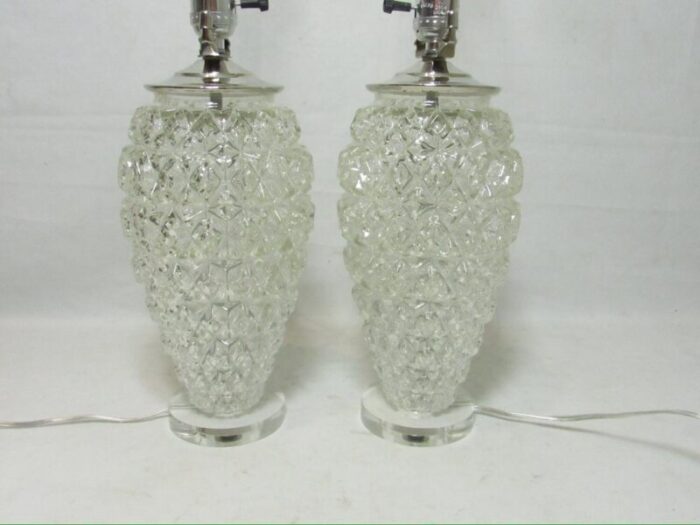 pair of french art deco style glass lamps 2409